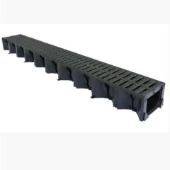 ACO HEXDRAIN CHANNEL ASSEMBLY WITH BLACK PLASTIC GRATING 1000MM A15