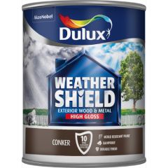 DULUX WEATHERSHIELD EXTERIOR HIGH GLOSS PAINT CONKER 750ML