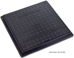 CLARK DRAIN CLKS300M MANHOLE COVER & FRAME 300MM LOCKABLE SQUARE SHALLOW INSPECTION SOLID TOP 35 KN