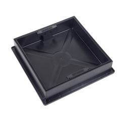 CLARK DRAIN CD300SR POLYPROPYLENE MANHOLE COVER & FRAME 300 X 300MM SQUARE TO ROUND RECESSED FOR BLOCK PAVING