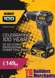 DEWALT DCD100P2T 18V COMBI DRILL 100-YEAR LIMITED EDITION (SUPPLIED WITH 2X 5.0AH BATTERIES, CHARGER & CASE)