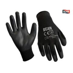 SCAN BLACK PU COATED GLOVE SIZE 9 (PACK OF 240 PAIRS)