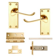 VICTORIAN SCROLL INTERNAL DOOR PACK POLISHED BRASS (BOXED)