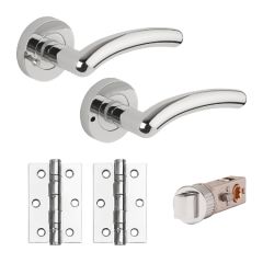 WAVE SMART LATCH DOOR PACK- POLISHED CHROME PLATE FINISH HANDLES, 3" HINGES