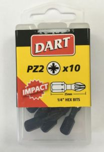 DART PZ2 IMPACT DRIVER BIT  (PACK 10)