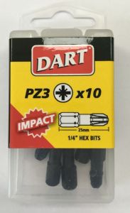 DART PZ3 IMPACT DRIVER BIT  (PACK 10)