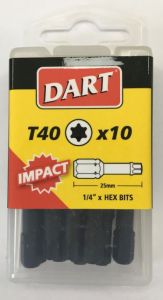 DART T40 IMPACT DRIVER BIT  (PACK 10)
