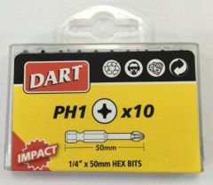 DART PH1 50MM IMPACT DRIVER BIT  (PACK 10)