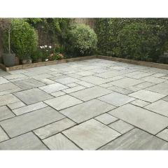 KANDLA GREY INDIAN SANDSTONE PAVING SLABS 22MM CALIBRATED MIXED SIZE PROJECT PACK (18.9M2)