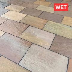 RAJ BLEND INDIAN SANDSTONE PAVING SLABS 22MM CALIBRATED MIXED SIZE PROJECT PACK (18.9M2)