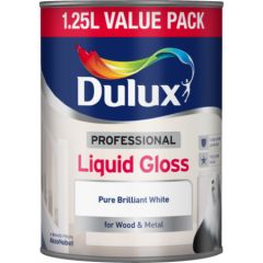 DULUX RETAIL PROFESSIONAL LIQUID GLOSS PAINT PURE BRILLIANT WHITE 1.25L