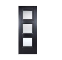 LPD DOORS BLACK AMSTERDAM 3 LIGHT GLAZED PRIMED INTERNAL DOOR