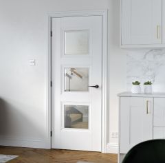 LPD DOORS AMSTERDAM 3 LIGHT GLAZED WHITE PRIMED INTERNAL DOOR