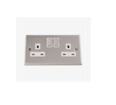 13A 2 GANG SWITCHED SOCKET SATIN CHROME PLATE
