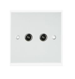 2 GANG TV COAX OUTLET PLATE