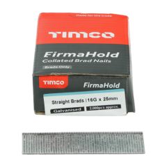 TIMCO FIRMAHOLD COLLATED STRAIGHT BRAD NAILS GALVANISED 16 GAUGE (BOX 2000)