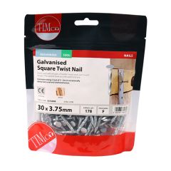 TIMCO GALVANISED SQUARE TWIST NAILS 30 X 3.75MM (500G BAG) 