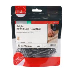 TIMCO BRIGHT ROUND LOST HEAD NAILS 50 X 3.00MM (500G BAG)