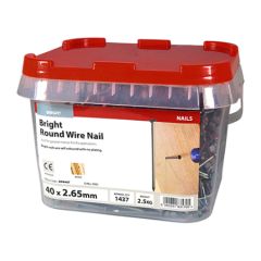 TIMCO BRIGHT ROUND WIRE NAILS 40 X 2.65MM  (2.5KG TUB)