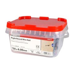TIMCO BRIGHT ROUND WIRE NAILS 150 X 6.00MM  (2.5KG TUB)