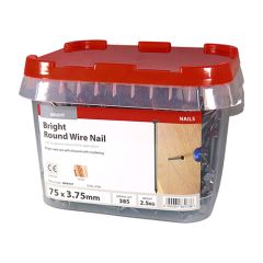 TIMCO BRIGHT ROUND WIRE NAILS 75 X 3.75MM (2.5KG TUB)