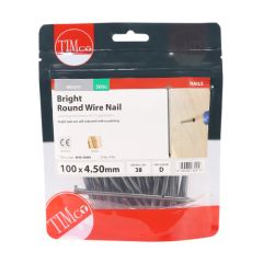 TIMCO BRIGHT ROUND WIRE NAILS 100 X 4.50M (500G BAG)