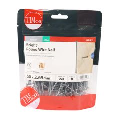 TIMCO BRIGHT ROUND WIRE NAILS 50 X 2.65MM (500G BAG)