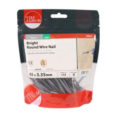 TIMCO BRIGHT ROUND WIRE NAILS 65 X 3.35MM (500G BAG)