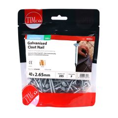 TIMCO GALVANISED CLOUT NAILS 40 X 2.65MM (500G BAG)