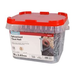 TIMCO GALVANISED CLOUT NAILS 40 X 2.65MM (2.5KG TUB)