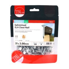 TIMCO GALVANISED EXTRA LARGE HEAD CLOUT NAILS 20 X 3.00MM (500 BAG)