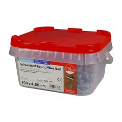 TIMCO GALVANISED ROUND WIRE NAILS 100 X 4.50MM (2.5KG TUB)