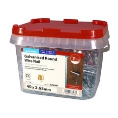 TIMCO GALVANISED ROUND WIRE NAILS 40 X 2.65MM (2.5KG TUB)