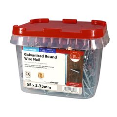 TIMCO GALVANISED ROUND WIRE NAILS 65 X 3.35MM (2.5KG TUB)