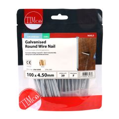 TIMCO GALVANISED ROUND WIRE NAILS 100 X 4.50MM (500G BAG)