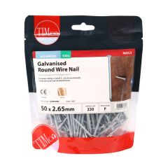 TIMCO GALVANISED ROUND WIRE NAILS 50 X 2.65MM (500G BAG)