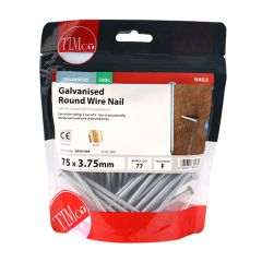 TIMCO GALVANISED ROUND WIRE NAILS 75 X 3.75MM (500G BAG)