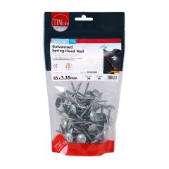 TIMCO SPRING HEAD NAILS GALVANISED 65 X 3.35MM (500G BAG)