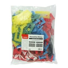 TIMCO ASSORTED PLASTIC HORSESHOE SHIMS 1MM TO 6MM (200 PER BAG)