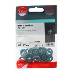 TIMCO FORM A WASHER DIN 125 - BZP M8 X 17MM (30 PER BAG)