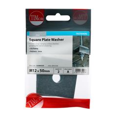 TIMCO SQUARE PLATE WASHER - BZP M12 X 50 X 50 X 3 (BAG 2)