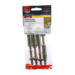 TIMCO SHIELD ANCHOR PROJECTING BOLTS - YELLOW M8/60P (BAG OF 4)