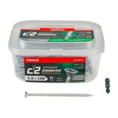 TIMCO C2 EXTERIOR STRONG FIX PREMIUM SCREW PZ2 DOUBLE COUNTERSUNK 5.0 X 100MM (TUB OF 80)