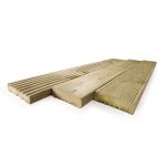 ARBORDECK SMOOTH AND GROOVED REVERSIBLE TIMBER DECKING BOARD 32MM X 150MM X 4.8M